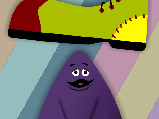 grimace-vs-giant-clown-shoes